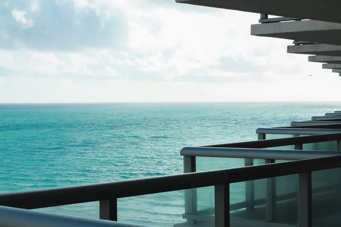 Illustrative photograph: Modern residential balcony overlooking the sea