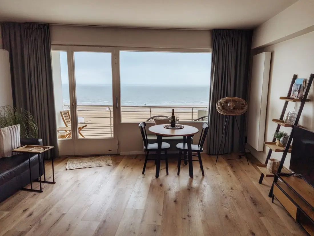 Illustrative photograph: Modern coastal apartment interior with ocean view