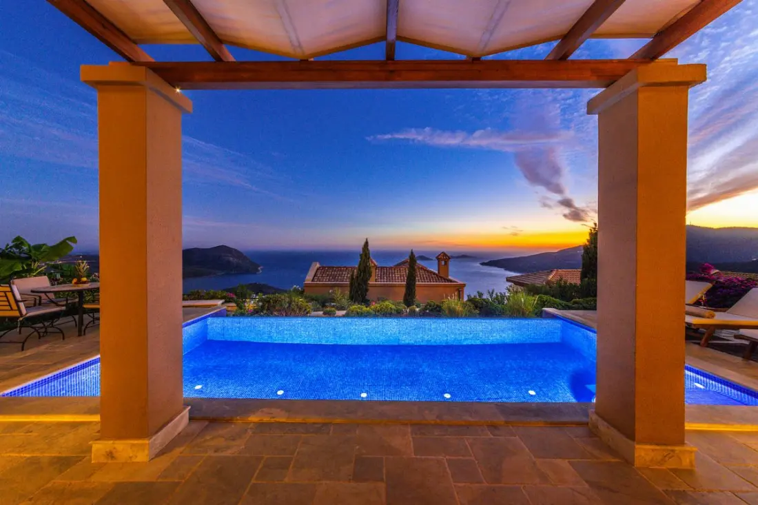 Illustrative photograph: Luxury Mediterranean villa with infinity pool and sea view